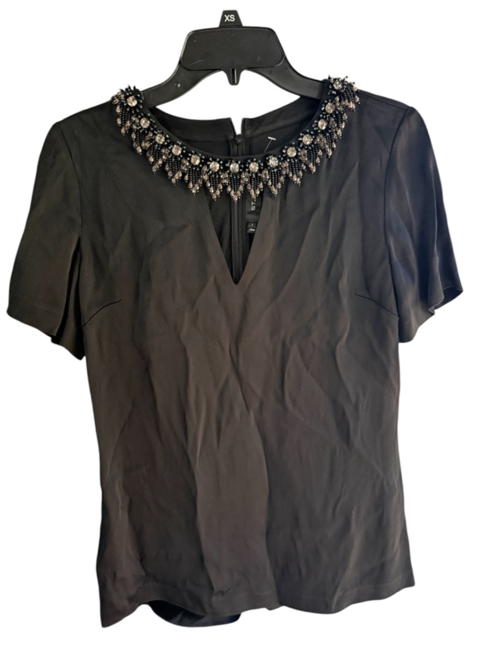 St. John Caviar Multi Black Beaded Blouse -K52FW51